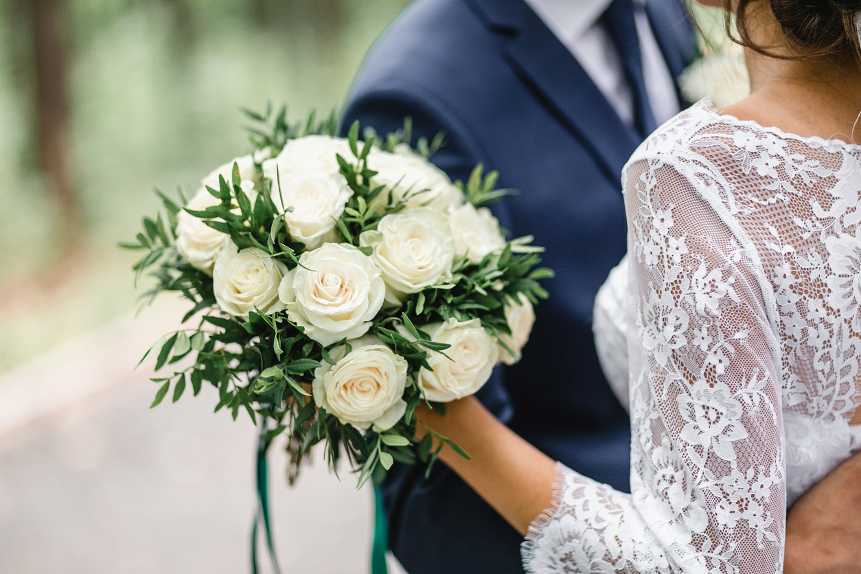 wedding dress blue suit